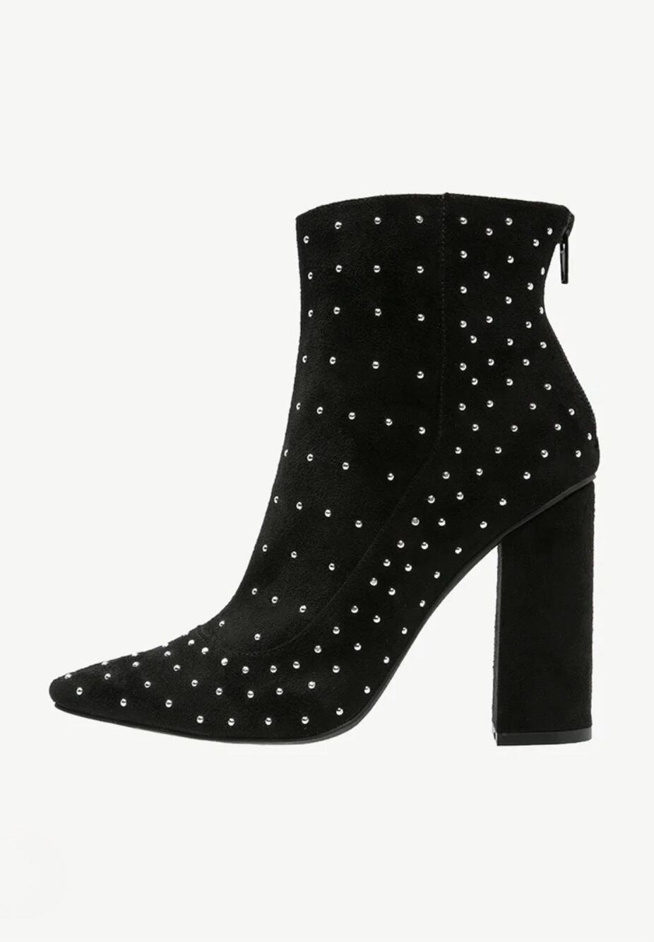 Misguided Black Silver Studded Pointed Toe Ankle Boots Booties Size 5